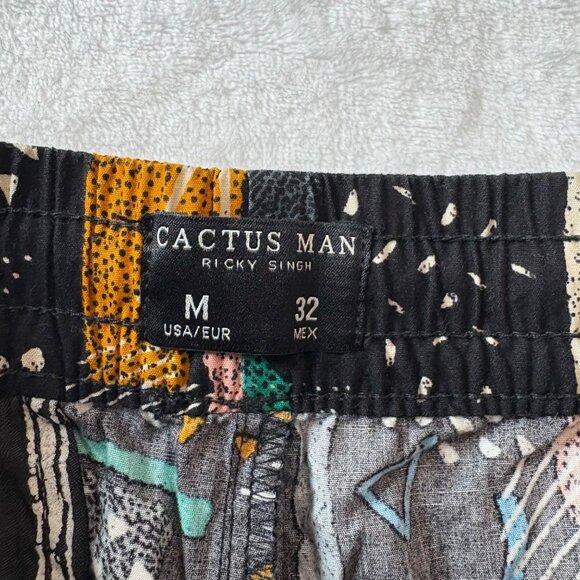 Cactus Man Mens Abstract Print Shorts Size M / 32 Black Multi-Color - Picture 4 of 14